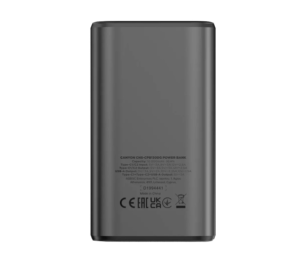 CANYON Powerbank OnPower 130 TFT 10000 mAh PD30W Ciemnoszary - 1320627 - zdjęcie 3